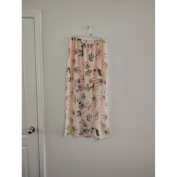 H&M Divided Dresses & Skirts - HM Divided Floral Maxi Skirt Peach Pink Tropical Botanical Chiffon Womens Medium